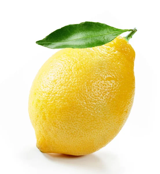 izole yaprak beyaz arka plan ile taze limon