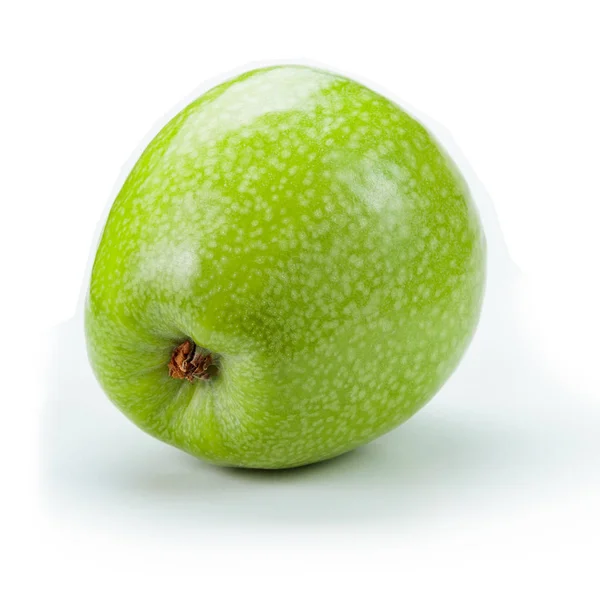 Manzana Verde Con Rebanada Aislada Fondo Blanco — Foto de Stock