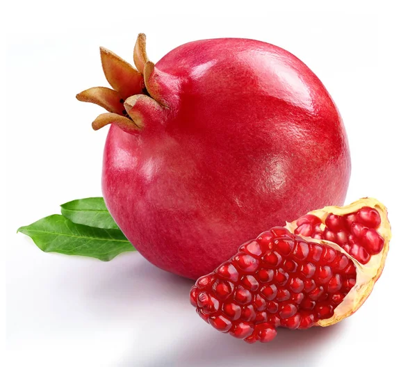 Pomegranate Slice Leaf Isolated White Background — Stock Photo, Image