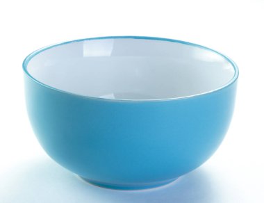 Açık mavi seramik kase izole edilmiş beyaz arkaplan