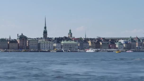 Stockholm Schweden Juli 2018 Zeitraffer Der Altstadt Boote Über Wasser — Stockvideo