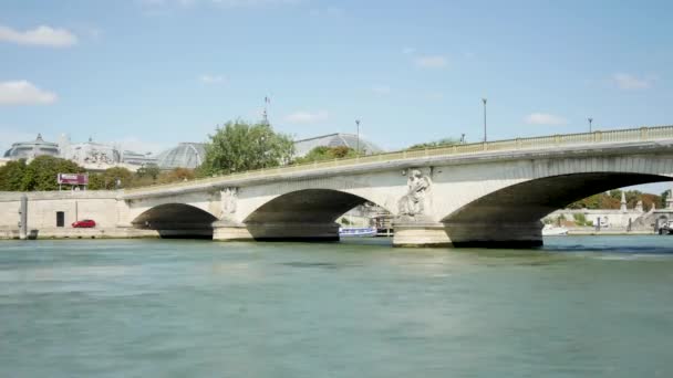 Paris França Julho 2018 Desfasamento Temporal Sena Ponte Parisiense Pont — Vídeo de Stock