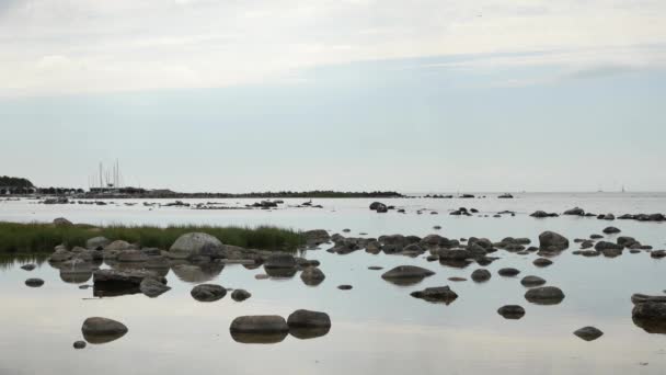Paisagem Ilha Gotland Suécia Mar Báltico Costa Muitas Rochas Água — Vídeo de Stock