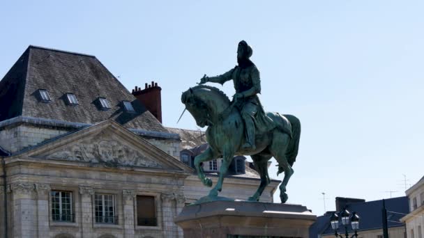 Orlans Staden Frankrike Plats Martroi Största Torget Staden Stor Staty — Stockvideo
