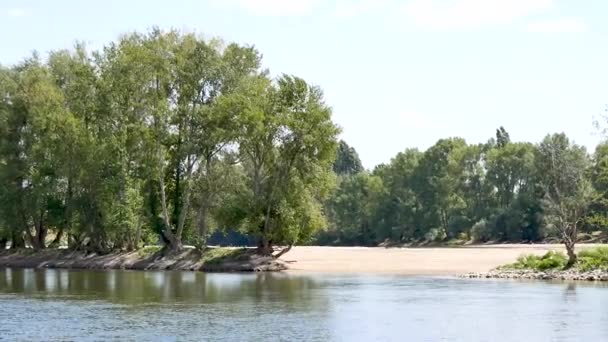 Orlans フランスの町で 夏の間のロワール川の風景です 横パノラマ — ストック動画