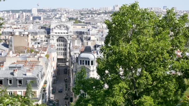 Paris Blick Vom Berg Über Die Nördlichen Bezirke Neben Den — Stockvideo