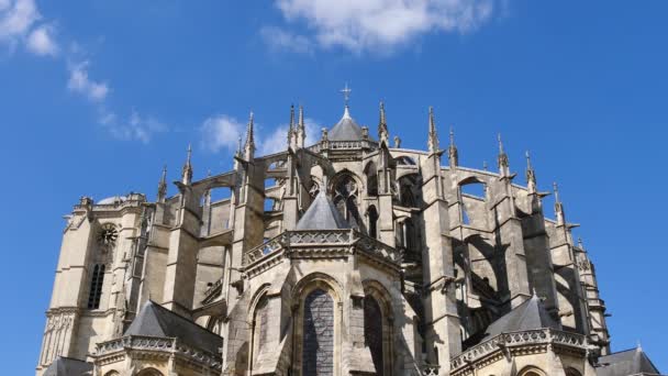 Juliana Mans French Cathdrale Julien Mans Znajduje Się Kościół Katolicki — Wideo stockowe