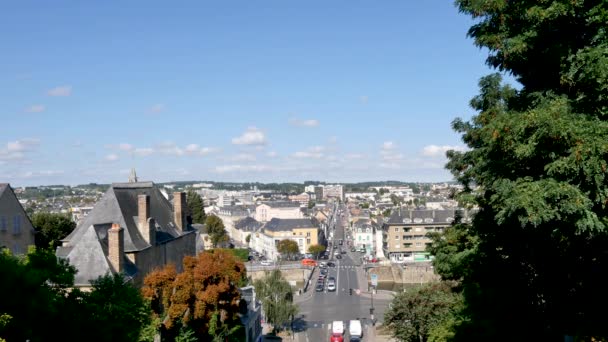 Panoramę Miasta Mans Miejscowość Gmina Francji Nad Rzeką Sarthe Nakręcony — Wideo stockowe