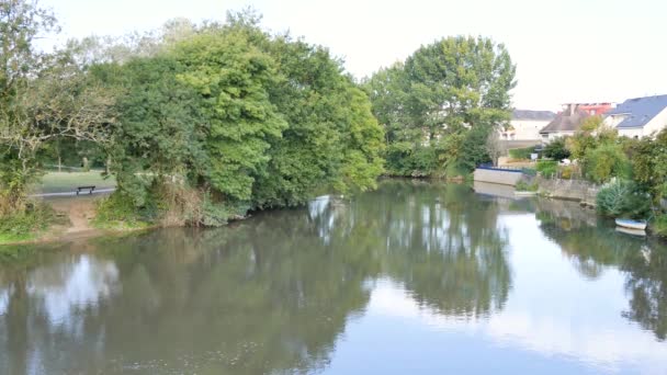 Huisne River City Mans French West Mans Located Pays Loire — Stock Video