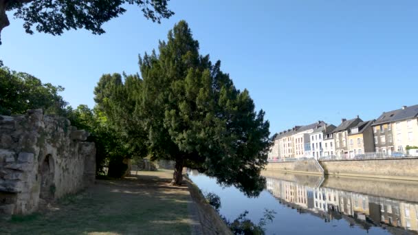 Muelle Del Río Sarthe Centro Ciudad Mans Mans Una Ciudad — Vídeo de stock