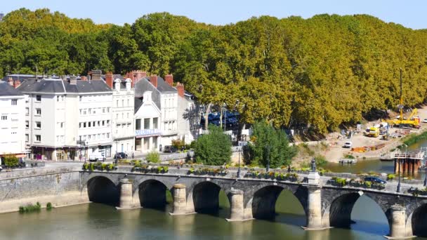 Ponte Verdun Angers França Uma Ponte Abobadada Alvenaria Com Duas — Vídeo de Stock