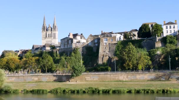 Maine French River Department Maine Loire Flows City Angers France — Stock Video