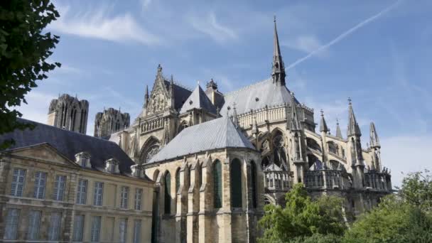 Time Lapse Our Lady Reims French Notre Dame Reims Church — Stock Video