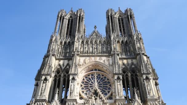 Panny Remeše Francouzské Notre Dame Reims Římskokatolická Katedrála Remeši Francie — Stock video