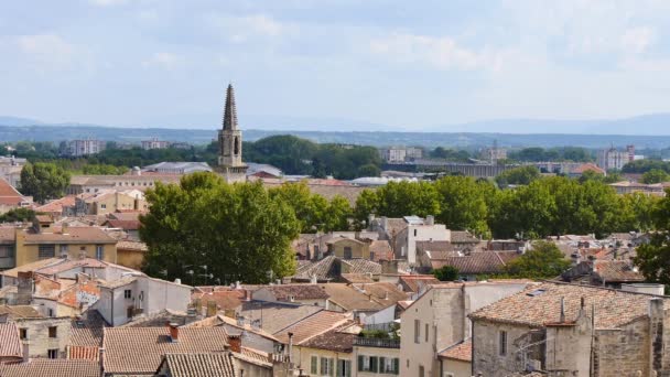 Переглянути Старому Місті Avignon Прикрашали Дахи Церкви Півдні Франції Департамент — стокове відео