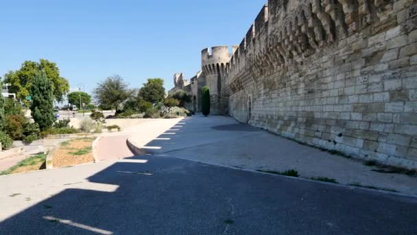 Panorama Las Murallas Aviñón Una Las Pocas Ciudades Francesas Que — Vídeo de stock