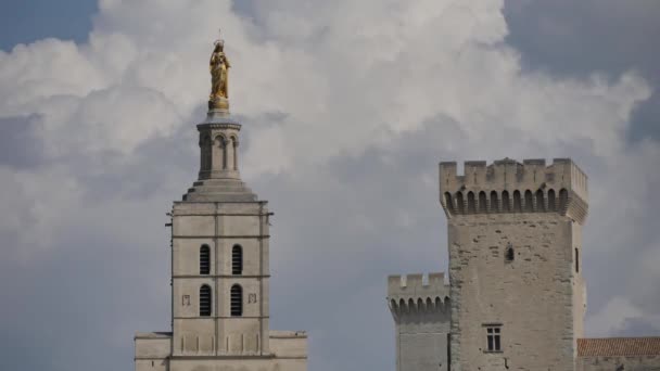Zeitraffer Des Päpstlichen Palastes Eines Historischen Palastes Südfranzösischen Avignon Ist — Stockvideo