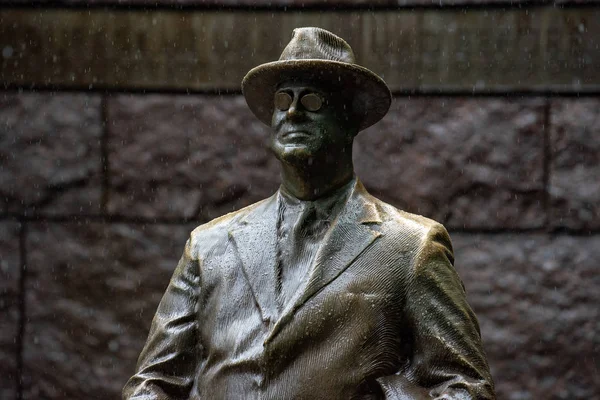 Washington Estados Unidos Mayo 2018 Estatua Conmemorativa Roosevelt Bajo Lluvia —  Fotos de Stock