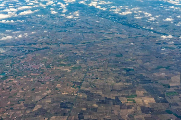 River Lombardia Оброблені Польові Авіаційні Ландшафтні Панорами — стокове фото