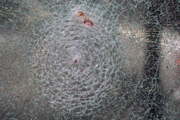 Broken Bulletproof Glass Close Detail — Stock Photo, Image