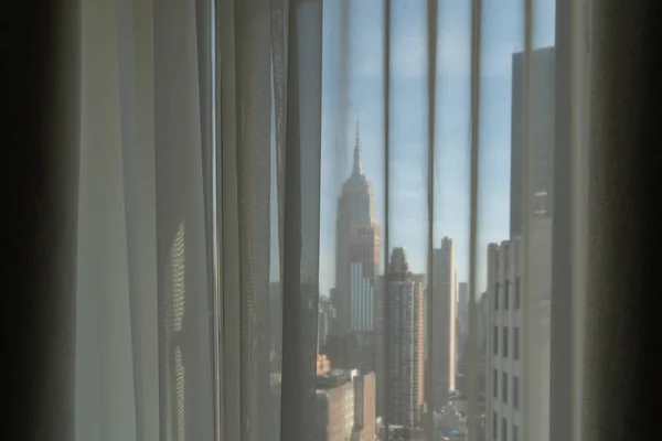 Nova Iorque Eua Maio 2018 Manhattan Skyline View Hotel Room — Fotografia de Stock