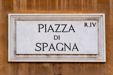 Piazza di spagna Roma Caddesi işareti detay