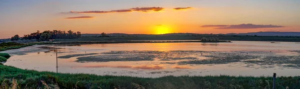 Vendicari Saltfågelreservat Vid Solnedgången — Stockfoto