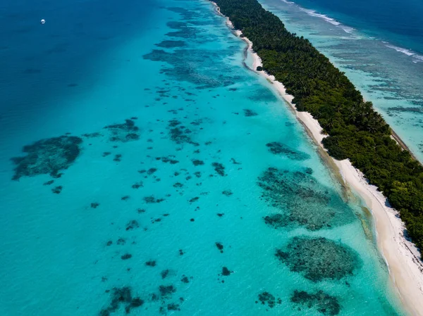 Maldives Turquoise Water Aerial View Panorama Landscape — Stock Photo, Image