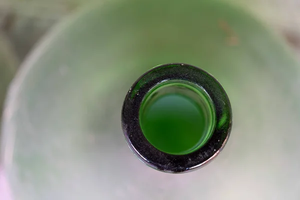 Old Green Glass Demijohn Detail Close — Stock Photo, Image
