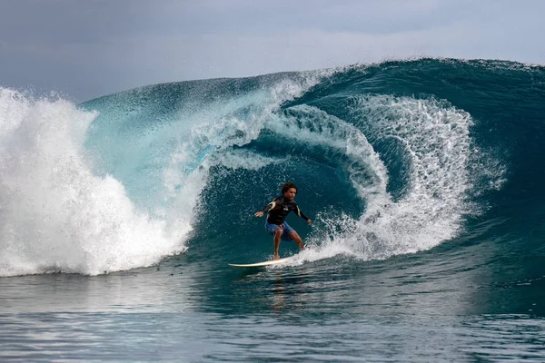 Tahiti Polinésia Francesa Agosto 2018 Teahupoo Local Competição Anual Surf — Fotografia de Stock