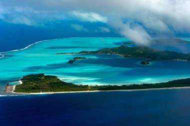 Bora Bora havadan görünümü panorama manzara Fransız Polinezyası