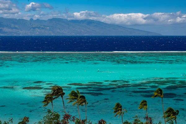 Vista Laguna Moorea Sobre Polinesia Francesa Tahití — Foto de Stock