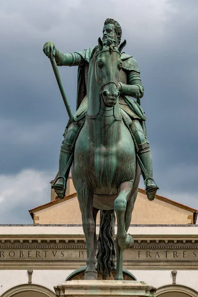 Bronze Kupfer Reiterstandbild Von Ferdinando Auf Dem Florenz Platz Von — Stockfoto