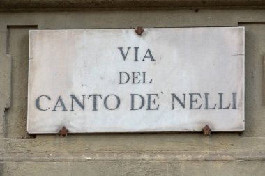 Via del canto de nelli sokak mermer tabelası ayrıntı Floransa