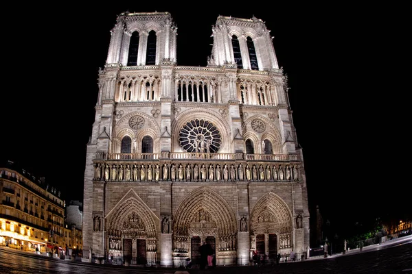 Paris Notre Dame Székesegyház Éjjel — Stock Fotó