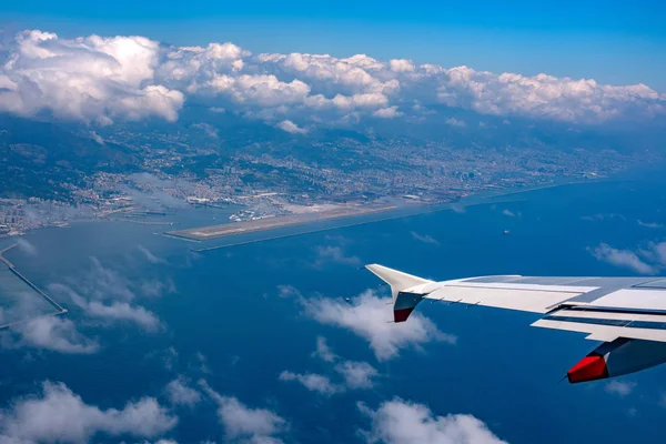 Genoa Morandi Ponte Antes Colapso Vista Aérea Panorama Avião — Fotografia de Stock