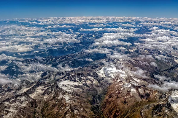 Widok Lotu Ptaka Alpy Airplane Krajobraz Panorama — Zdjęcie stockowe