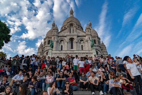 París Francia Octubre 2018 Montmartre Está Lleno Turistas Soleado Domingo — Foto de Stock