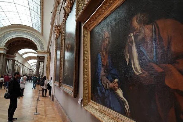 Paris Fransa Ekim 2018 Louvre Müzesi Resim Fotoğrafını Çekmek Turist — Stok fotoğraf