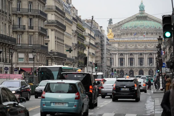 Paris Franciaország Október 2018 Párizsi Utca Zsúfolt Végig Város Dugóban — Stock Fotó