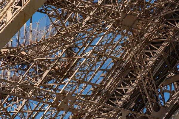 Tour Acero Torre Eiffel Símbolo Primer Plano Detalle — Foto de Stock