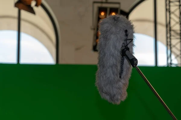 Movie Hanging Microphone Close — Stock Photo, Image