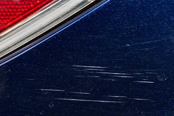 Araba Vücut Metal Mavi Çizikler Detay — Stok fotoğraf