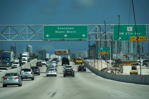 Miami Usa Novembre 2018 Miami Florida Congestionate Autostrade Con Molte — Foto Stock