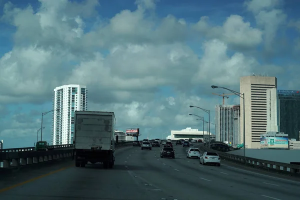 Miami Eua Novembro 2018 Miami Florida Congestionado Rodovias Com Muitos — Fotografia de Stock