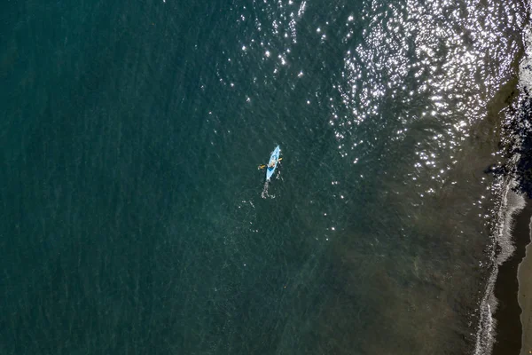 Canoe Kajak Wiosłowanie Tahiti Polinezja Francuska Tropikalny Raj Lotu Ptaka — Zdjęcie stockowe