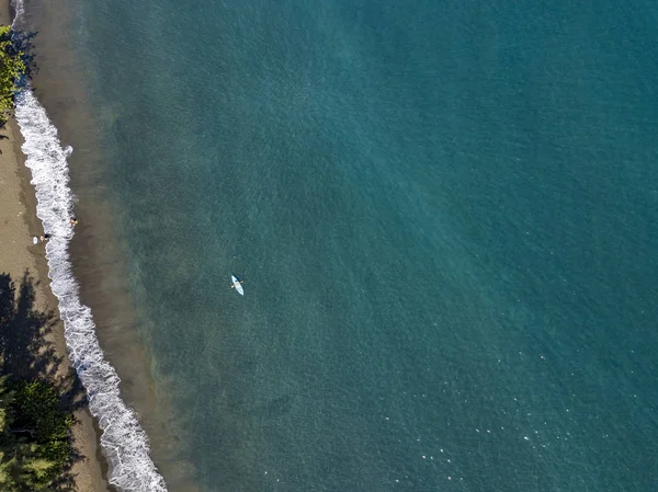 Canoa Caiaque Remando Polinésia Francesa Taiti Paraíso Tropical Vista Aérea — Fotografia de Stock