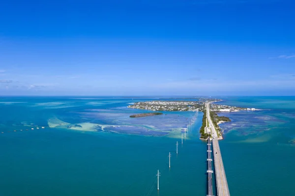Chave Oeste Ilha Florida Rodovia Pontes Sobre Mar Vista Aérea — Fotografia de Stock