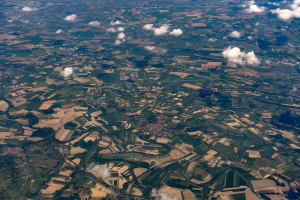 Campo Coltivato Senna Fiume Parigi Regione Vista Aerea Paesaggio — Foto Stock