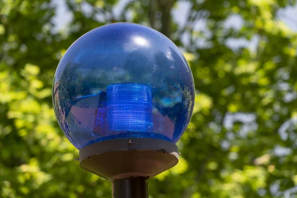 Polícia Azul Luz Esfera Globo Alarme — Fotografia de Stock